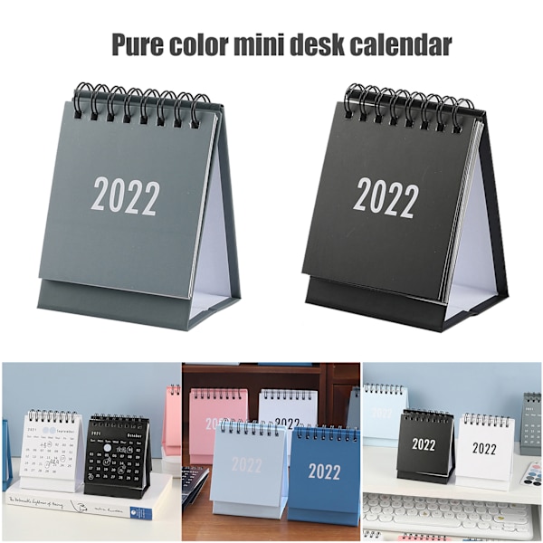 2022 Mini Coil Skrivbordskalender Bärbar Schema Enkel skrivbordsprydnad För Hem Vardagsrum Kontor Gray
