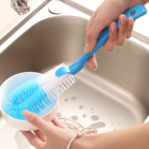Svamphuvud Rengöringsborste Långt skaft Hängande mjuk flaska Scrubber Rengöringsborste för kök Blue