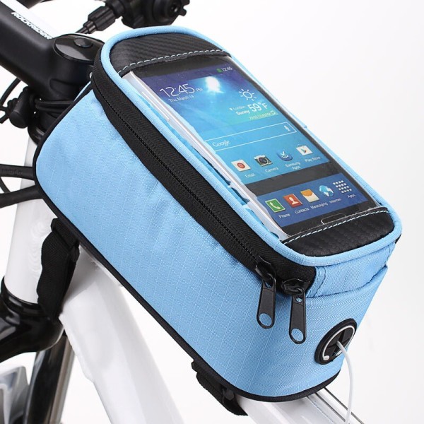 Premium mobiltelefonfickor för cykel pekskärm telefonväska med reflekterande rem Dubbel dragkedja Design 4,8/5,5 tum Black Blue 4.8 Inch