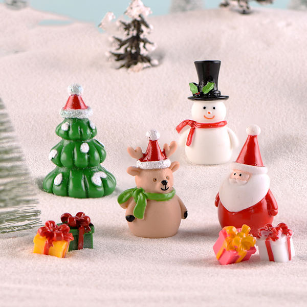Jultema DIY Mini Miniatyrfigur Trädgårdsinredning Jultomten Snögubbe Mikrolandskap för juldekoration Knit Cap Snowman No. 3