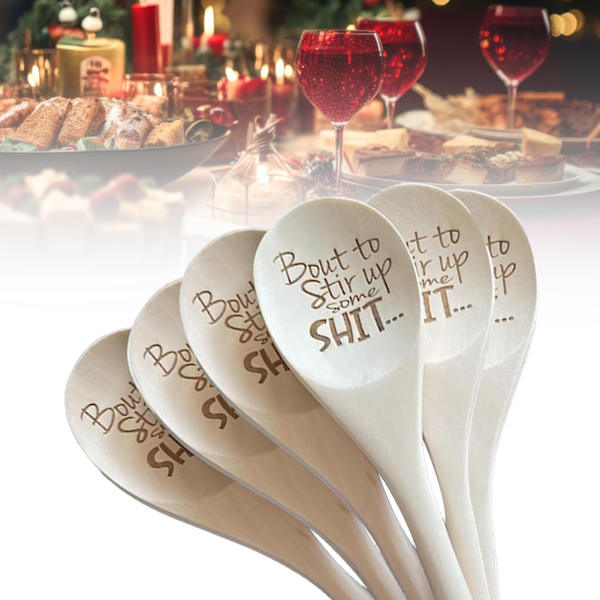 Roliga träskedar till jul Hög värmebeständig röra sked Strumpa Stuffers present Christmas Spoon