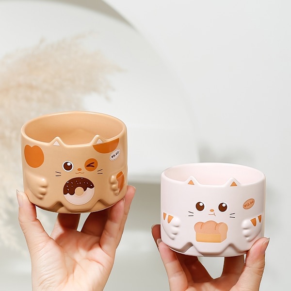 Japanilaistyylinen sarjakuvakissa muki Hauska Söpö Pinottava Kissamuki Lahja Ystäville Rakastavaisille Light Pink