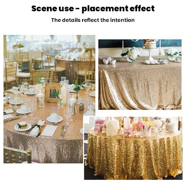 Mode paljetter bordsduk glitter glittrande tyg runt cover Multifunktionella dukar Red
