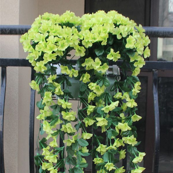 Levande konstgjord hängande orkidé Gäng Siden Lång hängande Bush Blommor Sträng Bröllopsfest Heminredning Yellow