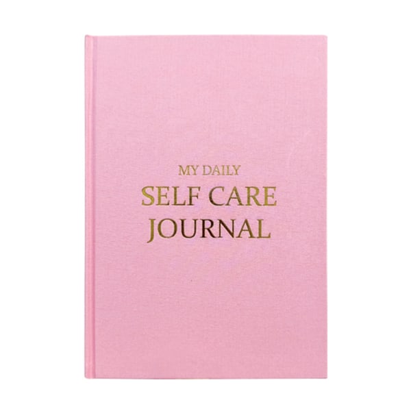 A5 Daily Self Care Journal med guldfolie Enkel stil kakel anteckningsbok present till vänner familj Pink