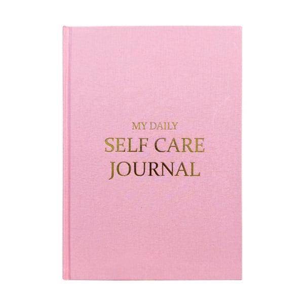 A5 Daily Self Care Journal med guldfolie Enkel stil kakel anteckningsbok present till vänner familj Pink