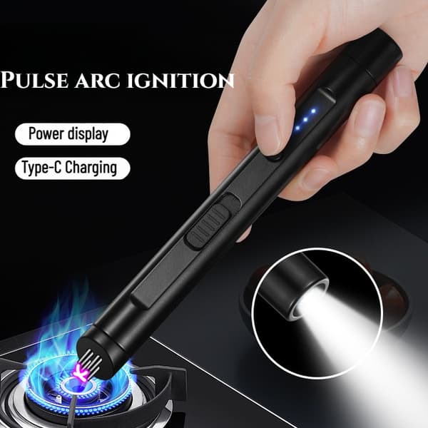 Genopladelig Elektrisk Lighter Plasma Lysbue Stearinlys Lightere Flammeløs Vindtæt USB Lightere Silver