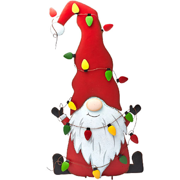 Metall Gnome Yard Stake Juldekorationer Utomhus Stake Uteplatsdekor A B C 3 Pack