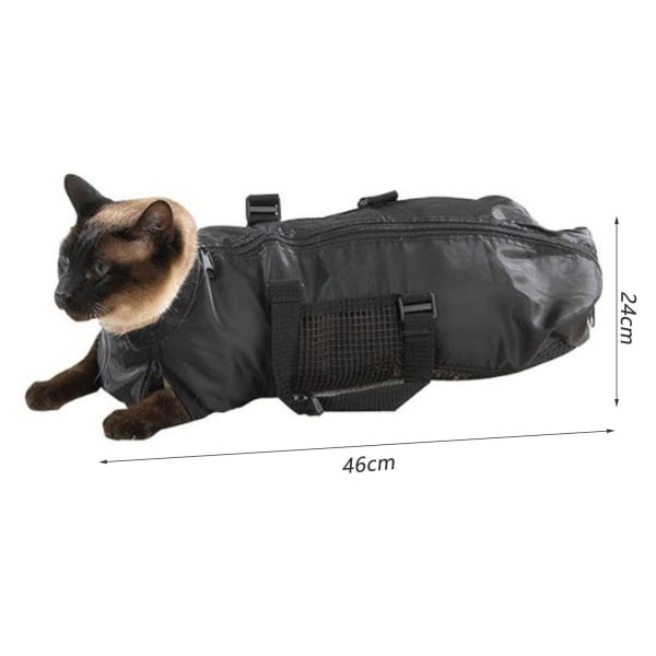 Cat Grooming Bag Portable Bite Restraint Mesh Badväska för Pet Cat Black