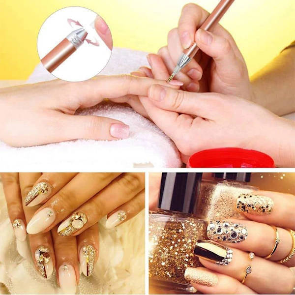 5st LED- diamond painting Ljuspunktsborrpenna Ljuspunkt diamantkorsstygnverktygspenna Rose Gold