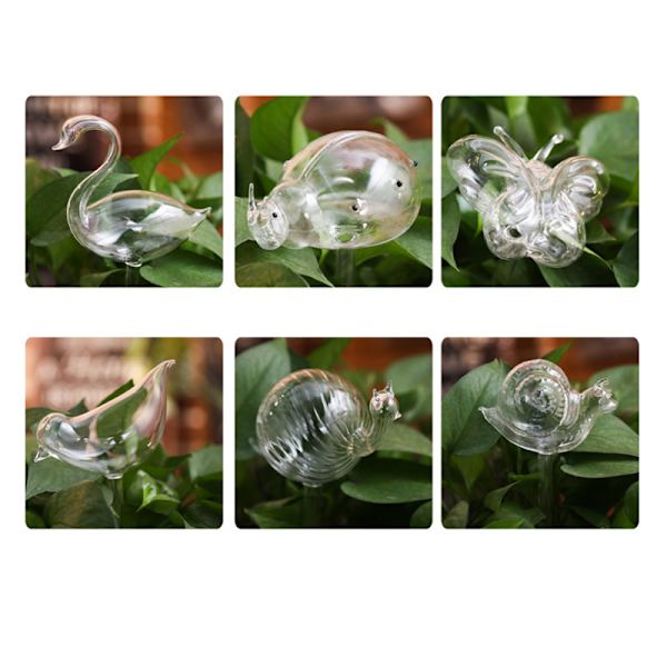 Söt automatisk blombevattningsanordning Glas självbevattningsstakar Växtglasvattenbehållare Automatisk bevattning Vattenklot Butterfly