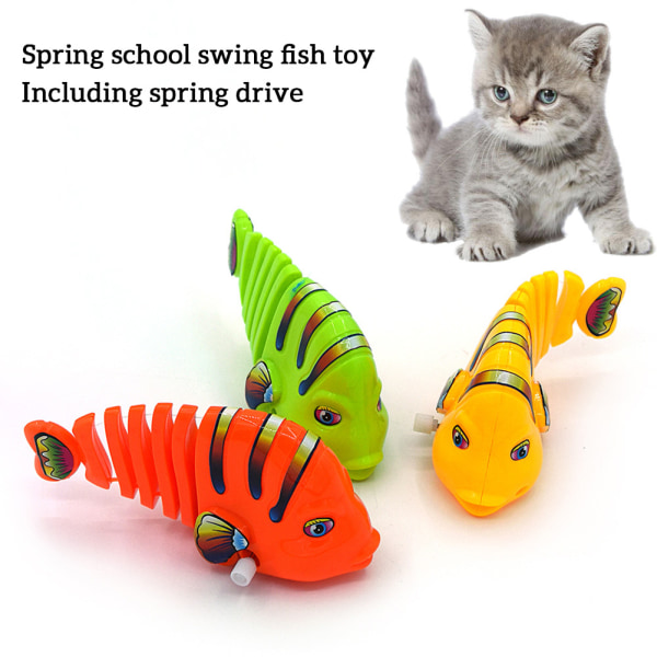 Clockwork Swinging Cartoon Fish Leksaker för katt Pet Katt Interaktiva träningsleksaker Pet Cat Supplies Green