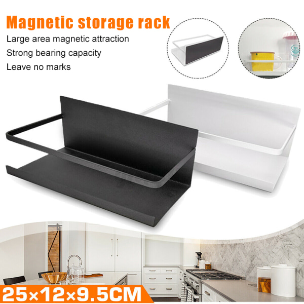 Kök Kylskåp Sidoförvaring Sidoväggshållare Magnetisk Organizer Hylla Rack Hem White