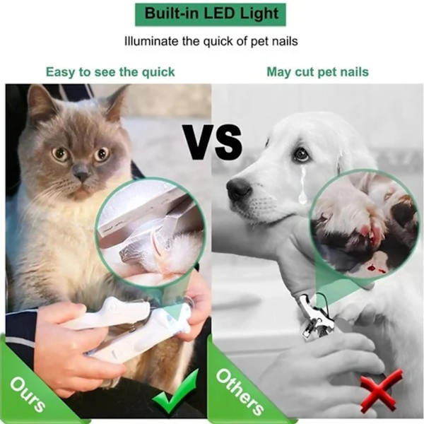 Nagelklippare med LED-ljus för hundar Kattsax Nagelvårdsverktyg för husdjur White