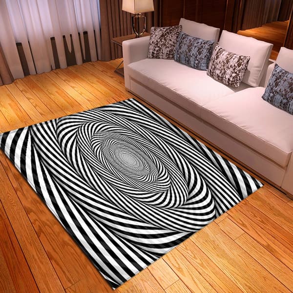Mjuka 3D- printed mattor Vortexmatta Myra Svartvit visuell illusion Tredimensionell Vortex Vardagsrumsmatta 60*90cm B
