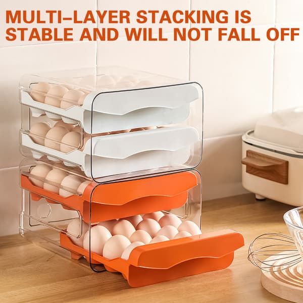 Double Layer Egg Crisper Förvaringslåda Universal platsbesparande äggbricka för köksskåp Orange