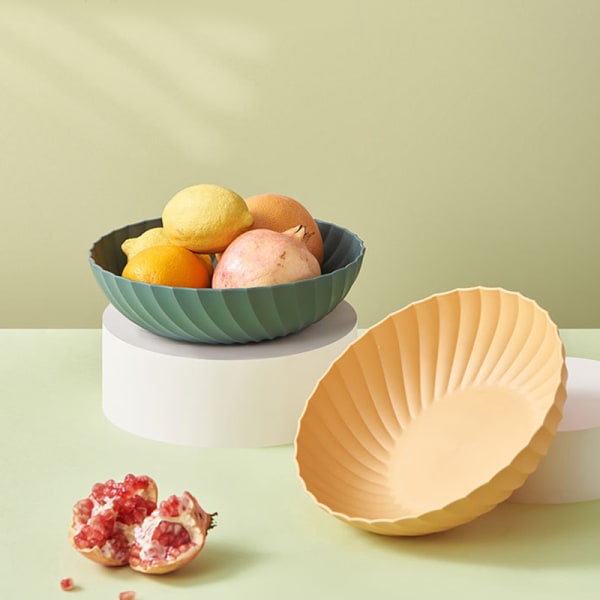 Plast Snack Fruktskål Enkla dekorativa fruktförvaringskorgar för köksartiklar i vardagsrummet Yellow