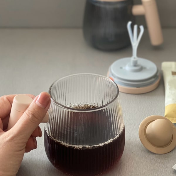 400 ml självrörande kaffemugg glas Snygg Återanvändbar te kaffekopp Snygg för kvinnor män unisex Gray