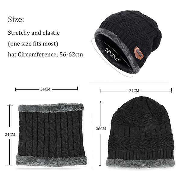 Vinter varm mössa Halsdukshandskar set Unisex vinter varm stickad mössa Halshandske för män kvinnor Brown Two piece Suit