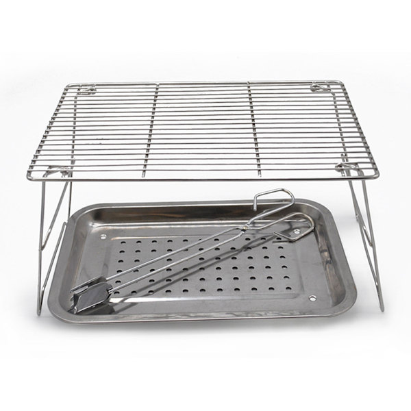Bärbar campinggrill Vikbar mini grill i rostfritt stål för backpacking på bakgårdar Second Generation