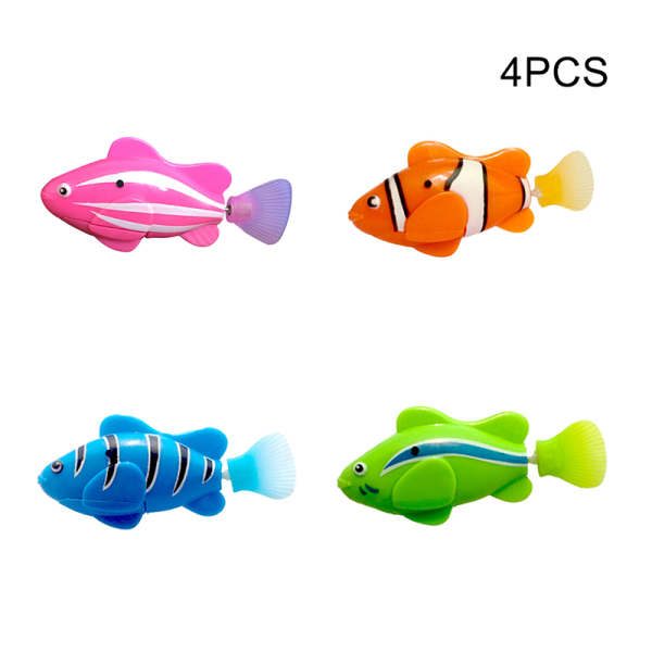 4-pack simfiskrobot Elektrisk piggvar Clownfisk Vattenaktiverade badkarleksaker för småbarn pojkar och flickor Mix Color 4PCS