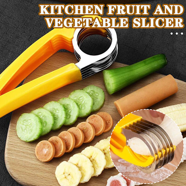 Rostfritt stål Banan-Cutter Multi-Purpose Mjuk frukt Cutter Kökstillbehör 2pcs