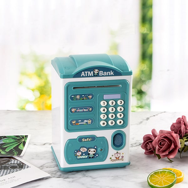Simulering Fingeravtryck Lösenord Piggys Bank Snygg lättviktsmyntbank för myntsnacks Pengar Blue