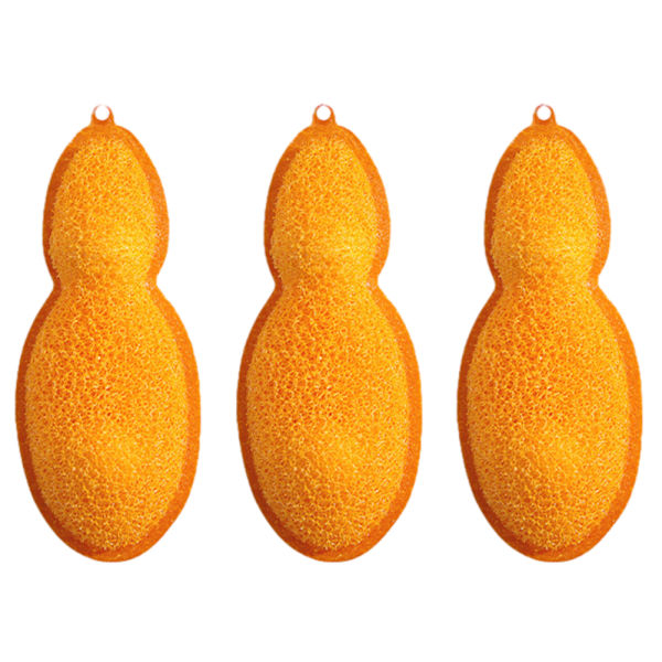 3st ärtflaska svampborste Återanvändbara skursvampar Torka för kök hem Orange 3PCS