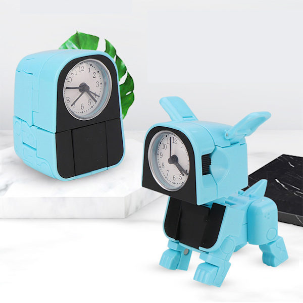 Deformation Hund Väckarklocka Söt Robot Valp Wake Up Timer för barn Blue