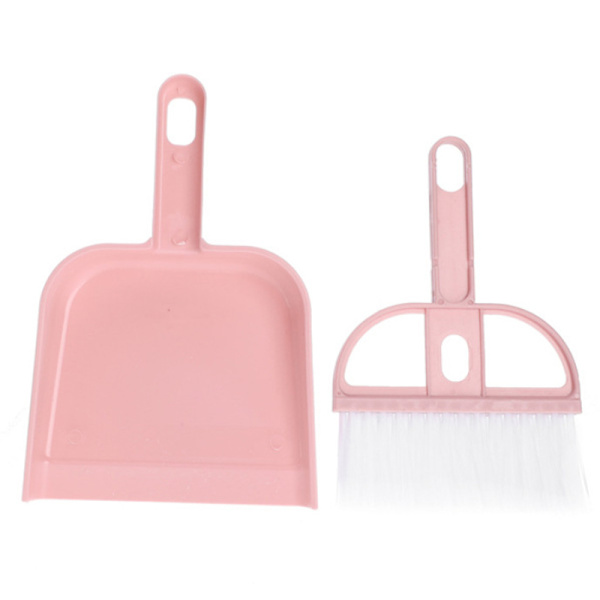 Tangentbord Bordsborste med dammuppsamlare Mini kvast sopskåp Set Hushållsrengöringsredskap för soffa Bordsskiva Pink