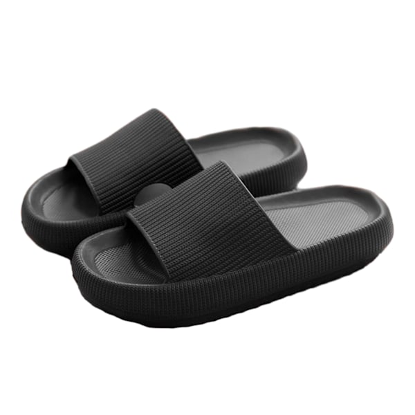 Halkfria tofflor med tjock botten Andas bekväma sandaler för utomhusbruk inomhus Black 4445