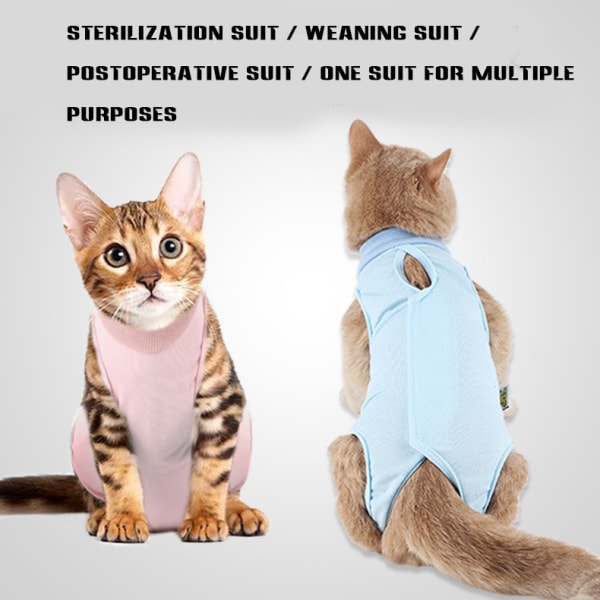Sällskapsdjur operationskläder Katt Spay och kastrat kläder för återhämtning Väst Skjorta Blue M