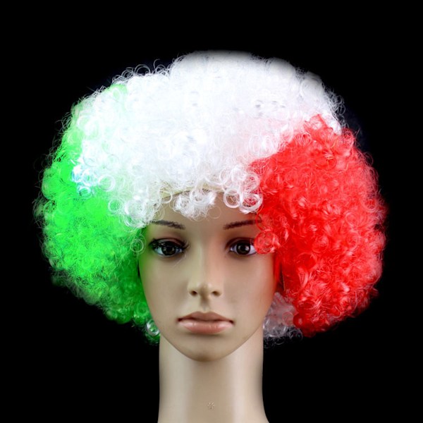 Europacup-VM Fluffy Head Peruk Rolig Flagga Färg Head Cover för semester Italy