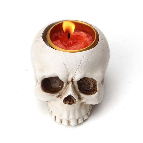 Vintage Skull Ljusstake Personlig Desktop Skull Ornament för Halloween 1