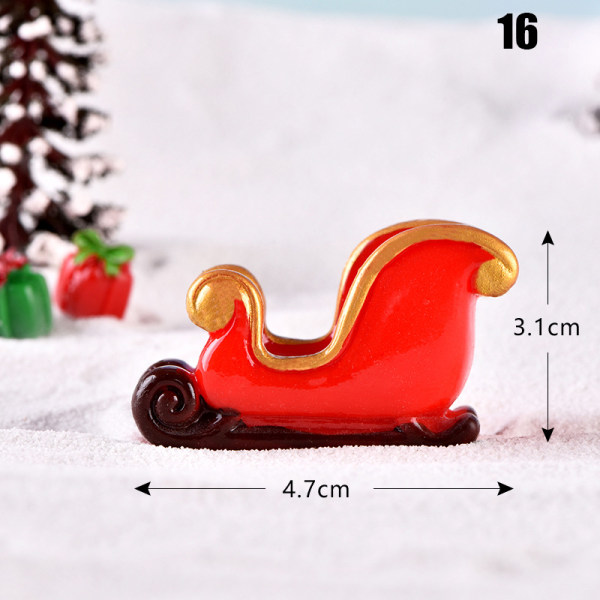 Jultema DIY Mini miniatyrfigur Trädgårdsdeko Jultomten Snögubbe Mikrolandskap för juldekoration 16