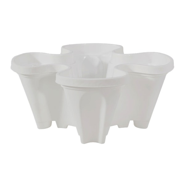 Stapelbar 3D-kruka med fyra kronblad 5 färger Valfri självbevattningskruka för utomhusbruk White