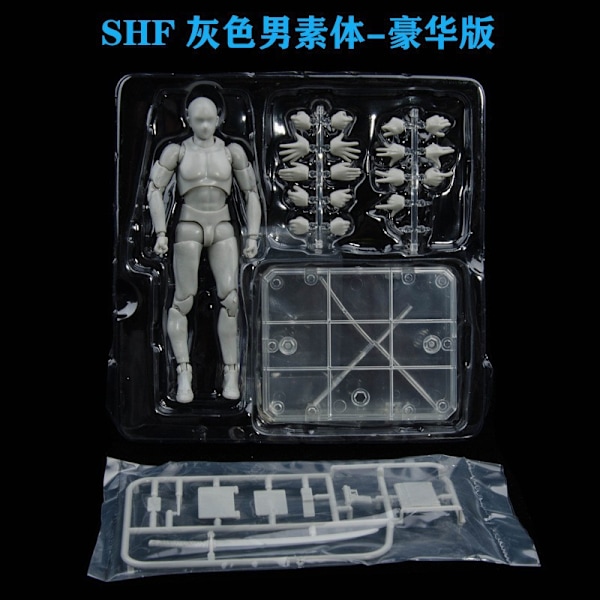 Inhemsk SHF-figur Människokropp för män och kvinnor Handgjorda modellkonst Tecknad målning Skissreferens Led rörlig docka Shf Deluxe Gray Female