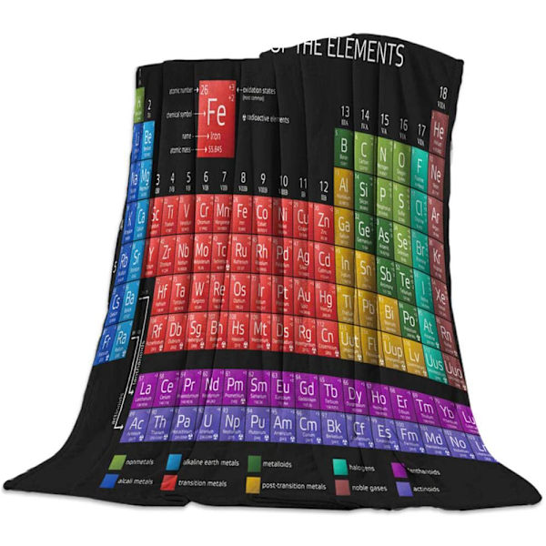 Periodiska tabellen filt Digitaltryck Kemi Periodiska systemet Mjuk Varm Mikrofiber Flanell filt 100cm*120cm