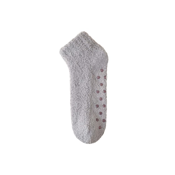 Fuzzy ankelstrumpor för damer med halkfri prick, hög elastisk ventilerande strumpa för kallt väder Grey