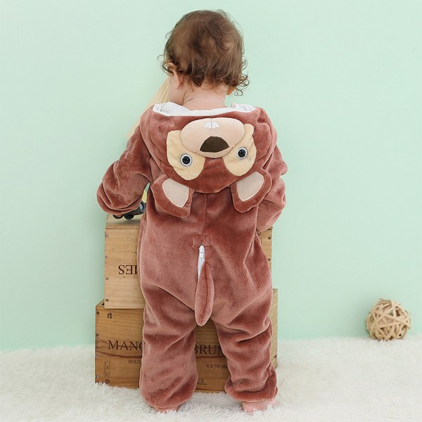 Barn Flanell Plysch Overall Söt Cartoon Djur Design Huva Onesie Pyjamas Pink Mouth Cat 100