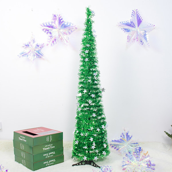Konstgjord julgran Tinsel Pull Up Tree Ornament DIY Xmas Party Dekoration För Hem Vardagsrum Bar Red