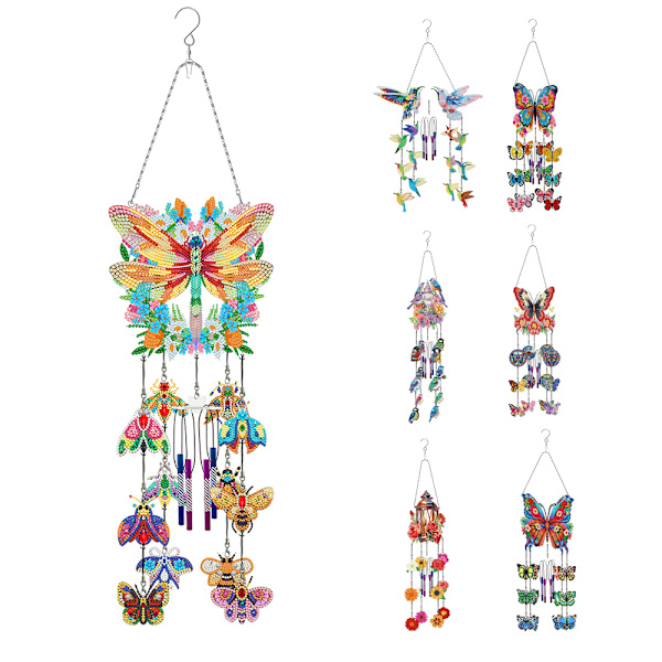 Gör-det-själv-prickade diamant-målning Wind Chimes Kit Robust charmig dekorativ rekvisita för balkong uteplatser Pfl507