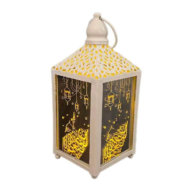 Gyllene/vit Ramadan Lykta Lampa Happy Eid Light Ramadan Inredningslampa Hem Fest Dekoration Prydnader för semester White Large