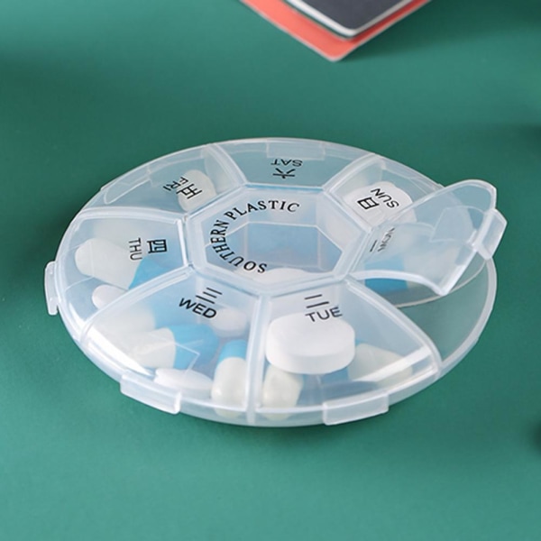 7 Case Case Mini Medicin Organizer Tablett Dispenser Splitters Violet