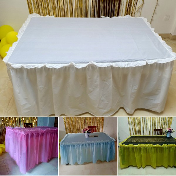 Vattentät oljetät duk Återanvändbar bordskjol rektangel cover för festbröllopsbankett White Table Cloth   Table Skirt