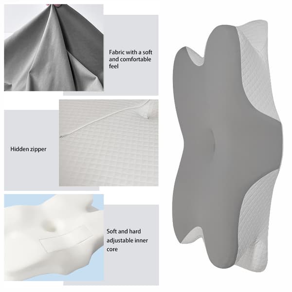 Cervical Memorys Foam Kuddar Sidosovare Kudde För Nacksmärta Multifunktionell Avslappning Nackkudde Grey