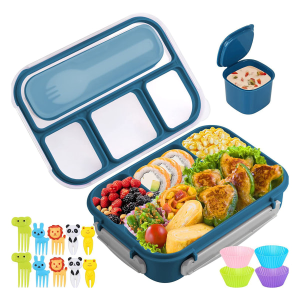 16-delad matlåda i plast Stor set för matförvaringslåda Köksmaterial Blue