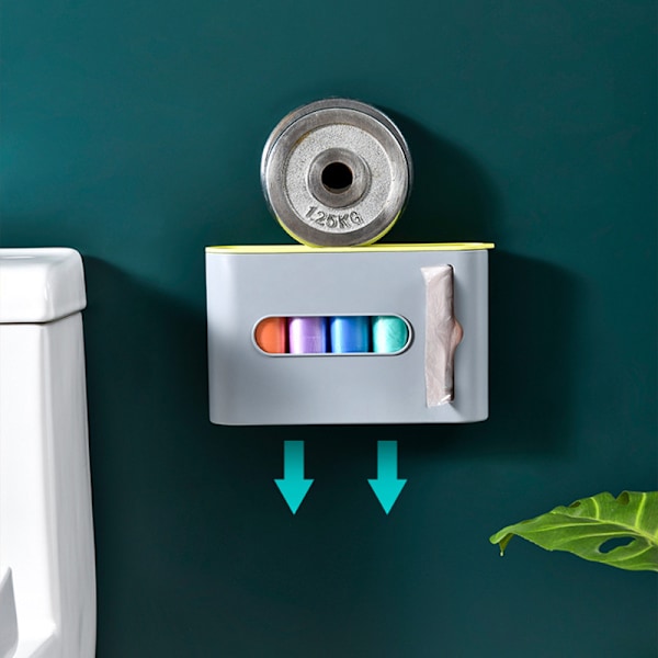 Papperspåsar Förvaringslåda Väggmonterad plastsoppåsdispenser Avfallspåshållare för badrumskök Gray