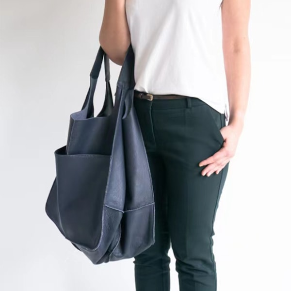 Stor Axelväska Läderväska Tote Bag Axelremsväska Dam Shoppingväska Väska Dam Red