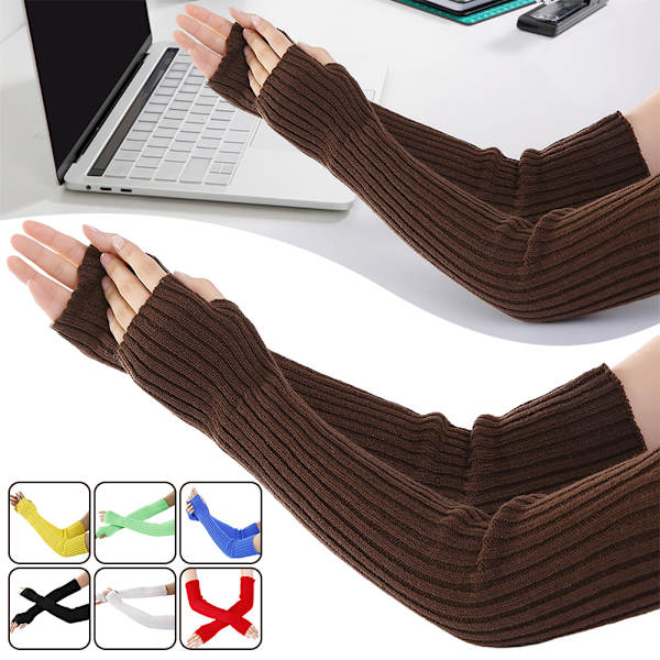 Winter Keep Warm Långa Fingerless Handskar Bekväma Elastiska Armärmar För Kvinnor Män Red